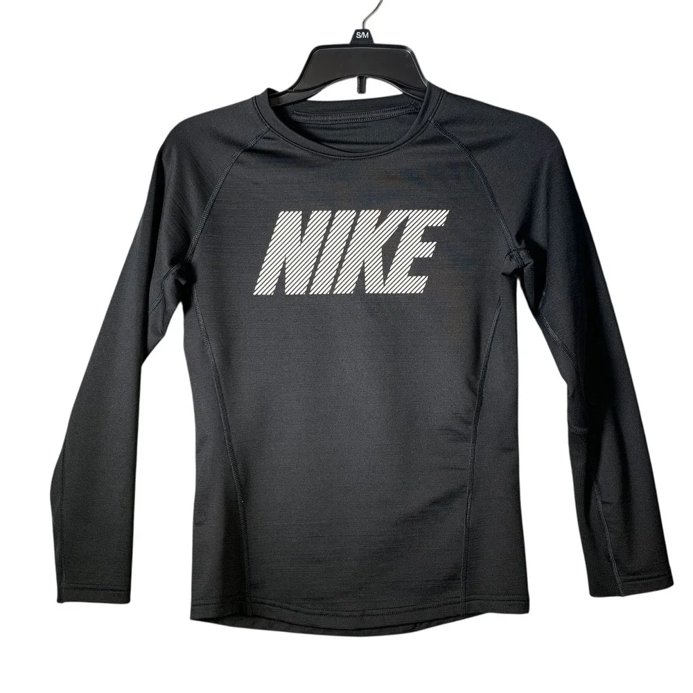 Nike‎ Dri-FIT Kids Long Sleeve Athletic Shirt Black Size YL